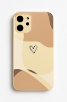 Funda Abstracta iPhone 12 Mini – Beige con Corazón